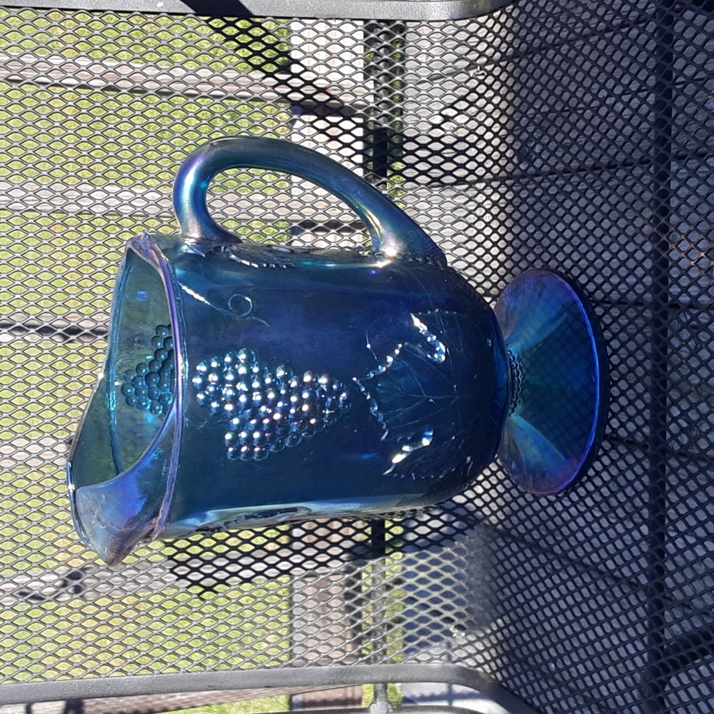 Awesome Vintage Blue carnival Indian glass full size pitcher